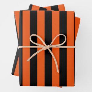Hoja De Papel De Regalo Rayas de Halloween naranja y negro