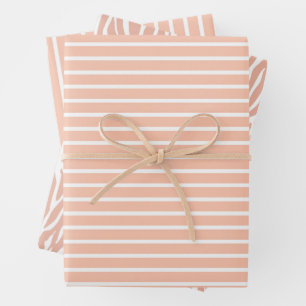 Hoja De Papel De Regalo Rayas de melocotón y blanco