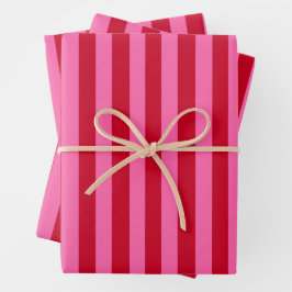 Hoja De Papel De Regalo Rayas de menta rosa y rojo