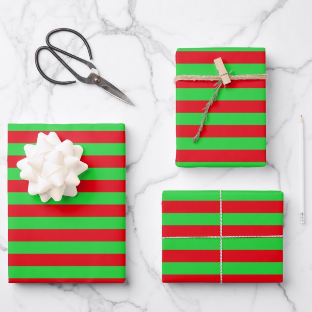 Hoja De Papel De Regalo Rayas de Navidad (Anverso)