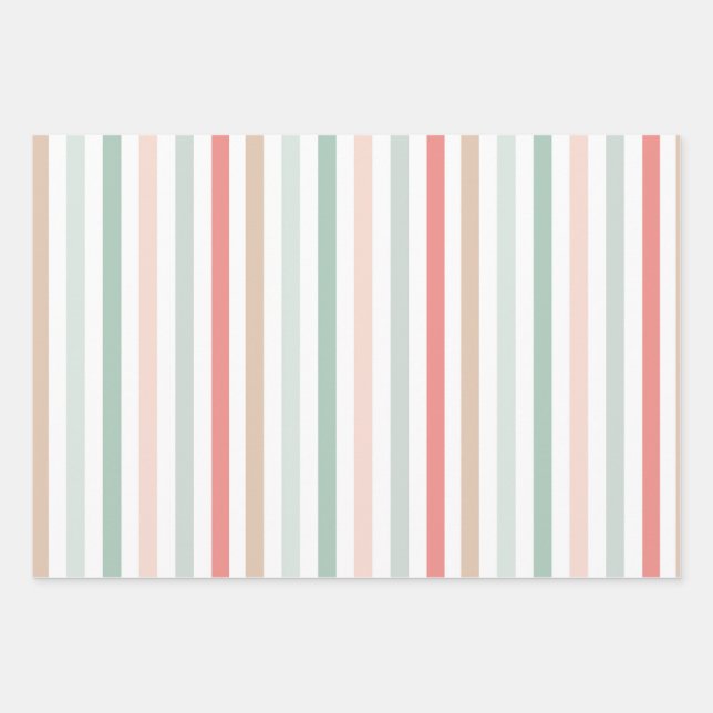 Hoja De Papel De Regalo Rayas de Navidad (Anverso)