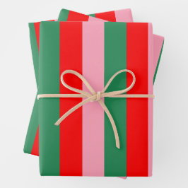 Hoja De Papel De Regalo Rayas de Navidad Contemporáneas