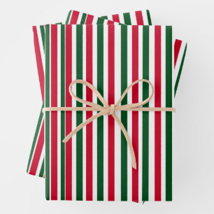 Hoja De Papel De Regalo Rayas de Navidades de canto rojo y verde
