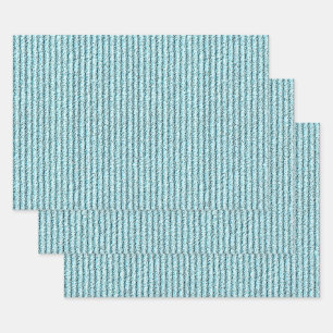 Hoja De Papel De Regalo Rayas de pana áspero en aqua brillante