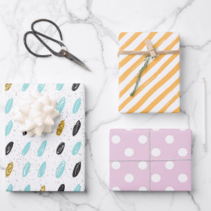 Hoja De Papel De Regalo Rayas de patrón de colores vivos y puntos de color