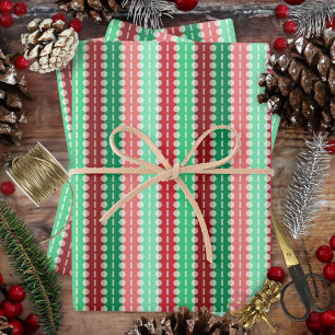 Hoja De Papel De Regalo Rayas de plomo - Navidades - Rosa rojo verde