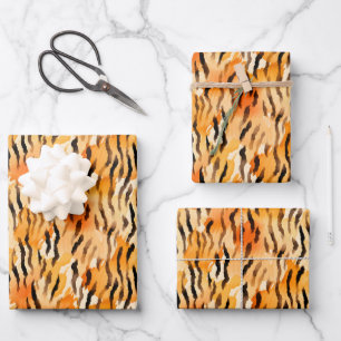 Hoja De Papel De Regalo Rayas de tigre de acuarela