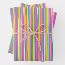 Hoja De Papel De Regalo Rayas de verano verticales brillantes