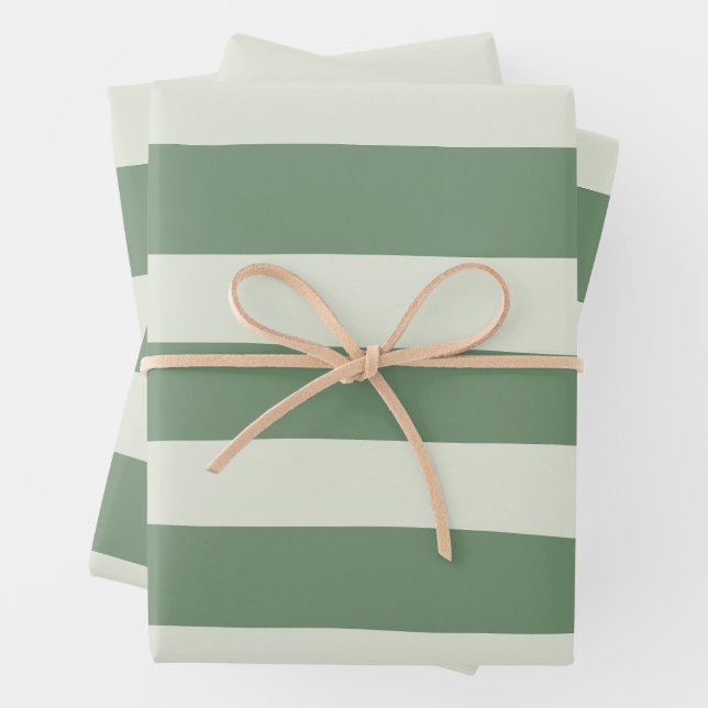 Hoja De Papel De Regalo Rayas desiguales - Verde (In situ)