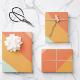 Hoja De Papel De Regalo Rayas diagonales coloridas Pastel de dulce retro