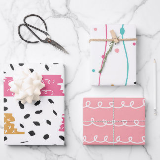 Hoja De Papel De Regalo Rayas Divertidas de Garabatos Abstractos