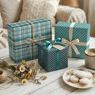 Hoja De Papel De Regalo Rayas Elegantes a Cuadros Lunares Patrones