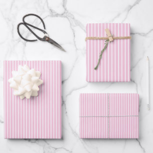 Hoja De Papel De Regalo Rayas Elegantes Blanco - Rosa Claro
