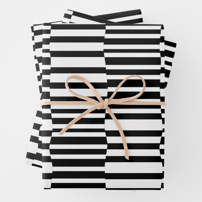 Hoja De Papel De Regalo Rayas funky en blanco y negro (In situ)