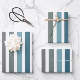 Hoja De Papel De Regalo Rayas grises azules