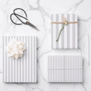 Hoja De Papel De Regalo Rayas Grises Claras y Blancas