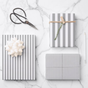 Hoja De Papel De Regalo Rayas grises y blancas