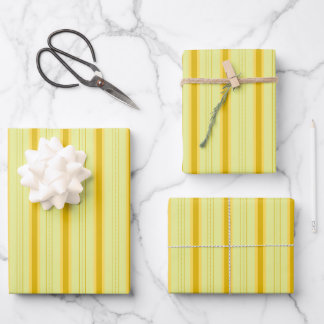 Hoja De Papel De Regalo Rayas gruesas y delgadas amarillas y amarillas osc