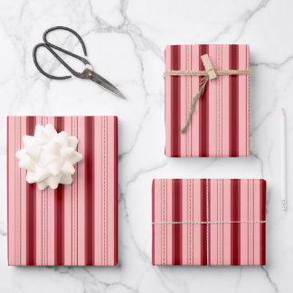Hoja De Papel De Regalo Rayas gruesas y delgadas rojas claras y rojas oscu