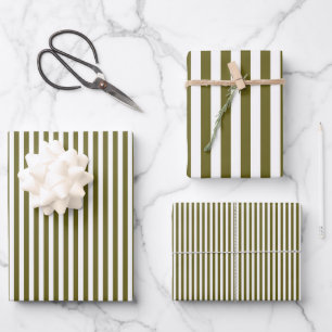 Hoja De Papel De Regalo Rayas Marrones Verdosas y Blancas
