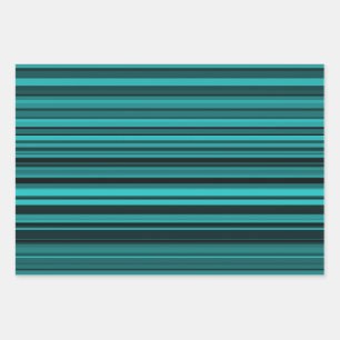 Hoja De Papel De Regalo Rayas negras verde azuladas