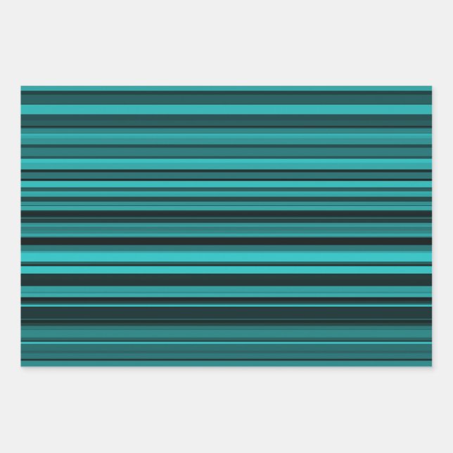 Hoja De Papel De Regalo Rayas negras verde azuladas (Anverso)