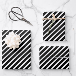 Hoja De Papel De Regalo Rayas Negras Y Blancas Elegantes