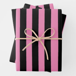 Hoja De Papel De Regalo Rayas negras y rosas