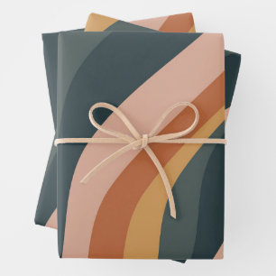 Hoja De Papel De Regalo Rayas onduladas abstractas de otoño terroso modern