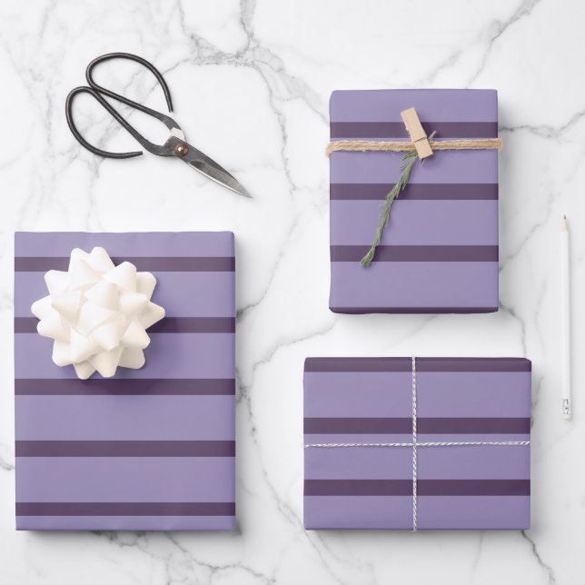 Hoja De Papel De Regalo Rayas púrpuras (Anverso)