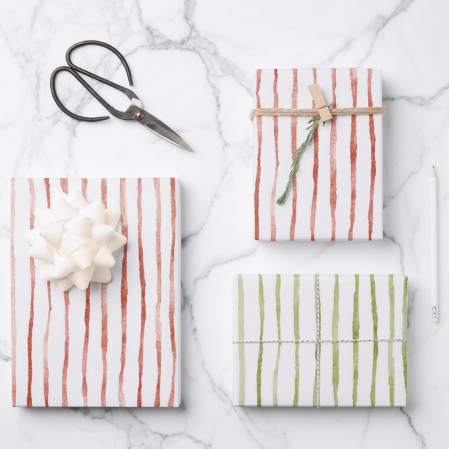Hoja De Papel De Regalo Rayas Rojas Cumpleaños (Anverso)