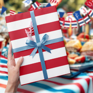Hoja De Papel De Regalo Rayas Rojas Y Blancas Americanas