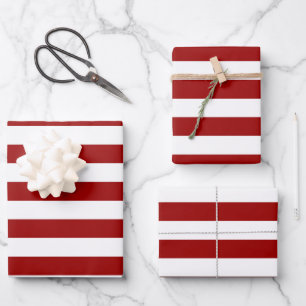 Hoja De Papel De Regalo Rayas rojas y blancas de Crimson