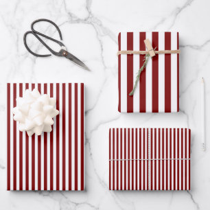 Hoja De Papel De Regalo Rayas Rojas y Blancas Rubí