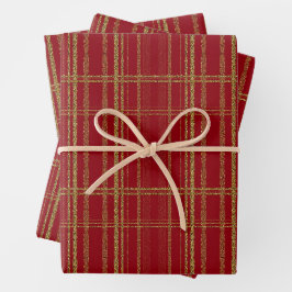 Hoja De Papel De Regalo Rayas rojas y Purpurinas navidades