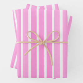 Hoja De Papel De Regalo Rayas rosadas y blancas