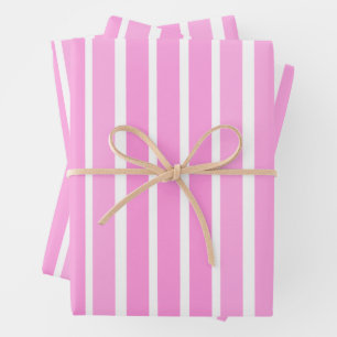 Hoja De Papel De Regalo Rayas rosadas y blancas