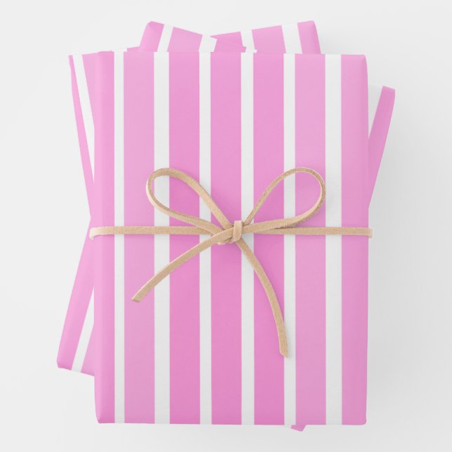 Hoja De Papel De Regalo Rayas rosadas y blancas (In situ)
