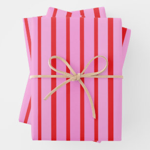Hoja De Papel De Regalo Rayas rosadas y rojas