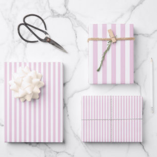 Hoja De Papel De Regalo Rayas Rosas Pálidas y Blancas