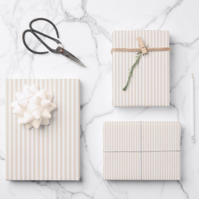 Hoja De Papel De Regalo Rayas Simples - Lino Suave (Anverso)
