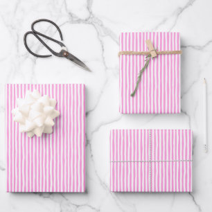 Hoja De Papel De Regalo Rayas torcidas de color rosa claro y blanco