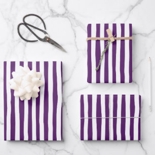 Hoja De Papel De Regalo Rayas torcidas moradas y blancas