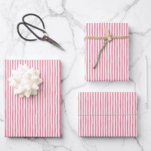 Hoja De Papel De Regalo Rayas torcidas rosadas y blancas de flamenco