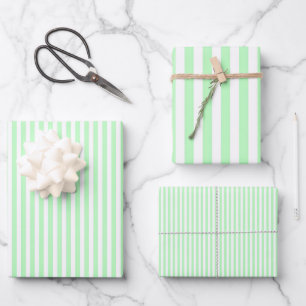 Hoja De Papel De Regalo Rayas Verde Claro y Blanco