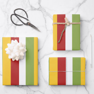 Hoja De Papel De Regalo Rayas Verdes Amarillas Rojas