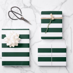 Hoja De Papel De Regalo Rayas verdes y blancas oscuras