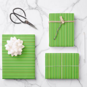 Hoja De Papel De Regalo Rayas Verdes y Doradas