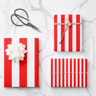 Hoja De Papel De Regalo Rayas verticales de diferentes tamaños de rojo y b