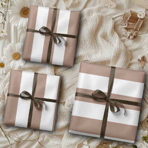 Hoja De Papel De Regalo Rayas Verticales Vintage Mousse de Mocha Blanco